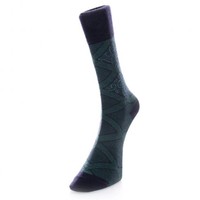 Burlington Fashion Navy Green Paisley Socks 20918 6375
