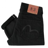 Evisu Heritage 2017 Carrot Fit Coated Raw Black Denim Selvedge Jeans