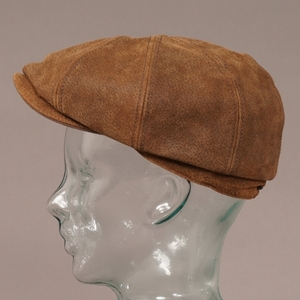 Hatteras Burney Leather Newsboy Cap