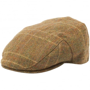 Herringbone Check Wool Crieff Flat Cap