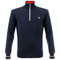 John Smedley Whitaker Zip Front Midnight Pullover N40