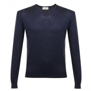 John Smedley Woburn Navy Cotton V-Neck Jumper P06