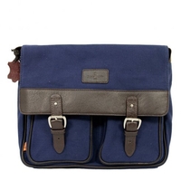 Simon Carter Rye Navy Canvas Leather Satchel SCRS