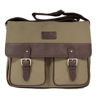 Simon Carter Rye Satchel Khaki Canvas Brown Leather Bag