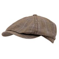 Stetson Brooklin Check Light Brown Newsboy Cap 6643403 162