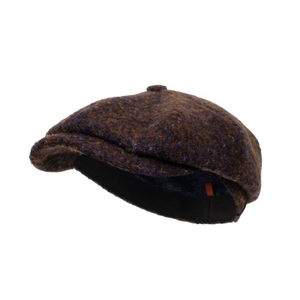Stetson Hatteras Herringbone WV Navy / Brown Newsboy Cap 6840502 362