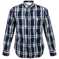 Universal Works Standard Shirt Navy Ikat Check