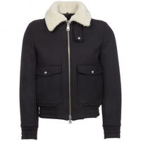 Zipped Shearling Bomber Jacket