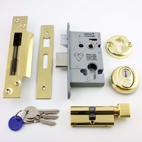 Easi-T 63mm (2.5") Euro Profile BS8621 Cylinder & Turn Sashlock PVD Brass