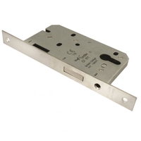 Easi-T Contract Euro Profile Deadlock Square 55mm Backset Satin Stainless Steel