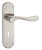 Fortessa Wave Door Handle on Lock Plate Satin Nickel