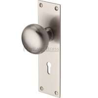 Heritage Brass Balmoral Door Knob On Lock Plate Satin Nickel