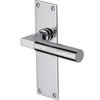 Heritage Brass Bauhaus Door Handle On Flat Latch Plate Polished Chrome