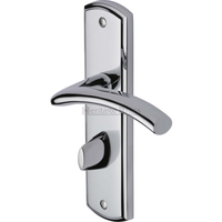 Heritage Brass Centaur Door Handle On Bathroom Plate Polished Chrome