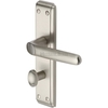 Heritage Brass Deco Door Handle on Bathroom Plate Satin Nickel