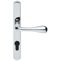Manital Narrow Plate -(As1Np) Astro Lever Lock Euro Profile Furniture (92mm C/C) 208mm x 26mm Satin Chrome
