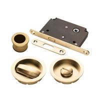 Sliding Door Roses With Wc Turn C/W Flush Pull & Lock Osa (Satin Brass) Satin Brass