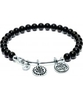 Chrysalis Black Onyx Lucky Ganesh Rhodium Plated Expandable Charm Bangle