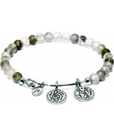 Chrysalis Cloudy Quartz Festival Rhodium Plated Expandable Charm Bangle