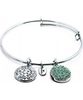 Chrysalis Rhodium Plated Expandable Bangle with Aquamarine Swarovski Crystals