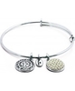 Chrysalis Rhodium Plated Expandable Bangle with Glass Pearl Swarovski Crystals