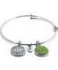 Chrysalis Rhodium Plated Expandable Bangle with Peridot Swarovski Crystals