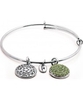 Chrysalis Rhodium Plated Expandable Bangle with Peridot Swarovski Crystals