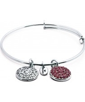 Chrysalis Rhodium Plated Expandable Bangle with Pink Tourmaline Swarovski Crystals