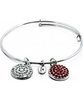 Chrysalis Rhodium Plated Expandable Bangle with Ruby Swarovski Crystals