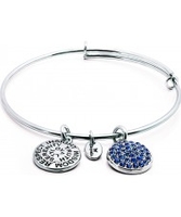 Chrysalis Rhodium Plated Expandable Bangle with Sapphire Swarovski Crystals