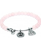 Chrysalis Rose Quartz Joy Rhodium Plated Expandable Charm Bangle