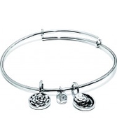 Chrysalis Roses Rhodium Plated Expandable Bangle