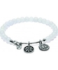 Chrysalis White Chalcedony Mantra Rhodium Plated Expandable Charm Bangle