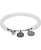 Chrysalis White Chalcedony Mantra Rhodium Plated Expandable Charm Bangle