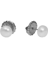 Claudia Bradby Audrey White Pearl Button Stud Earrings