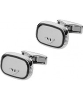 Emporio Armani Mens Black Eagle Silver Cufflinks