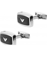 Emporio Armani Mens Sleek Silver Black Cufflinks