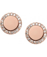 Fossil Ladies Classic Rose Gold Tone Mirrored Studs