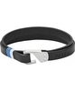 Fossil Mens Casual Blue and Black Leather Bracelet