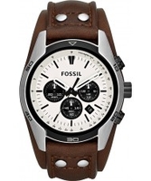 Fossil Mens Coachman Cream Brown Chronograph Watch