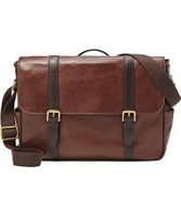 Fossil Mens Estate Dark Brown EW Messenger Bag