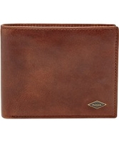 Fossil Mens Ryan Dark Brown RFID Wallet with Large Coin Pocket