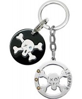I Puppies Combined Silver Black Skeleton Keyring