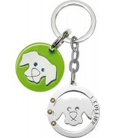 I Puppies Combined Silver Green Puppy Keyring