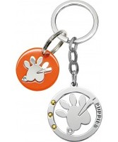 I Puppies Combined Silver Orange Paw Keyring