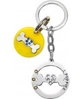 I Puppies Combined Silver Yellow Keyring