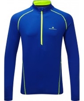 Ronhill Mens Vizion Colbalt Fluo Yellow Thermal Half Zip Top - Size L