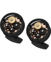 Thomas Earnshaw Mens Gear Black Steel Cufflinks