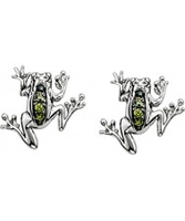 Thomas Sabo Green Zirconia Pave Frog Silver Stud Earrings
