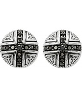 Thomas Sabo Silver Stud Earrings with Black Zirconia Pave Cross
